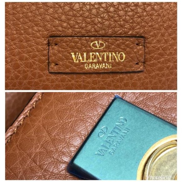 VALENTINO Vsling Small Grained Brown Leather Shoulder Bag - Picture 11 of 12